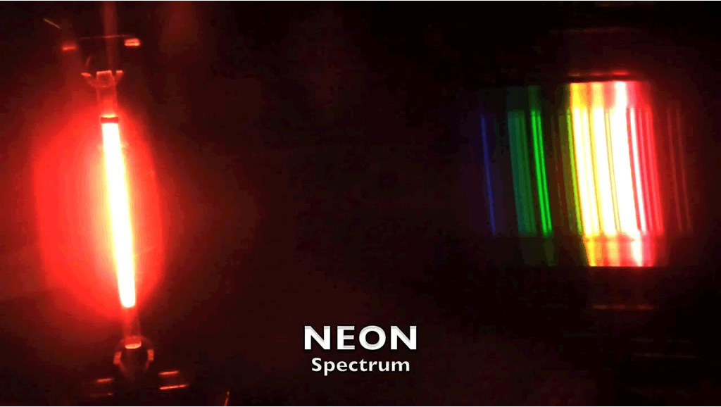 Image of the spectrum of neon light sequentially around the zenith.