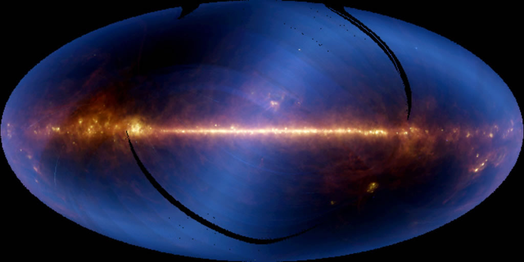 WISE all-sky image of the Milky Way galaxy in infrared.
