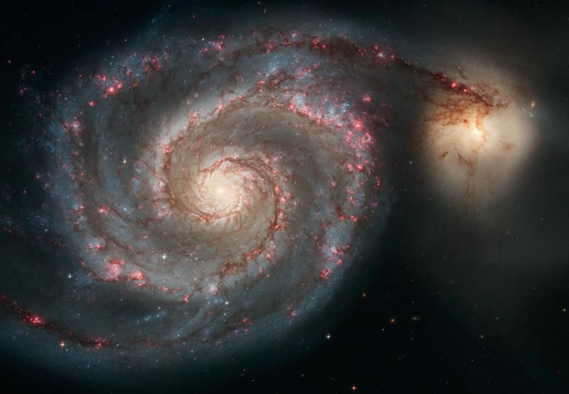 M51, Whirlpool galaxy, in Canes Venatici (Spiral, top view)