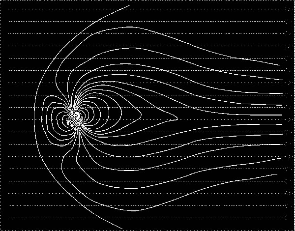 Earth with “Pushed” Magnetic Field and Solar Wind Streaming Around Earth