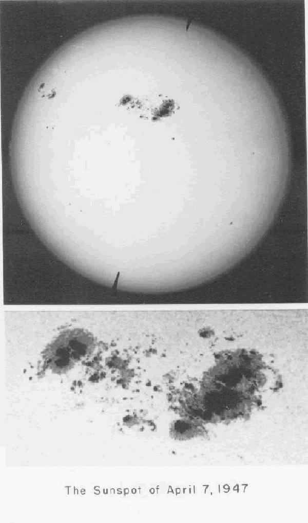 An image of the Great Sunspot, as observed on April 7th, 1947.