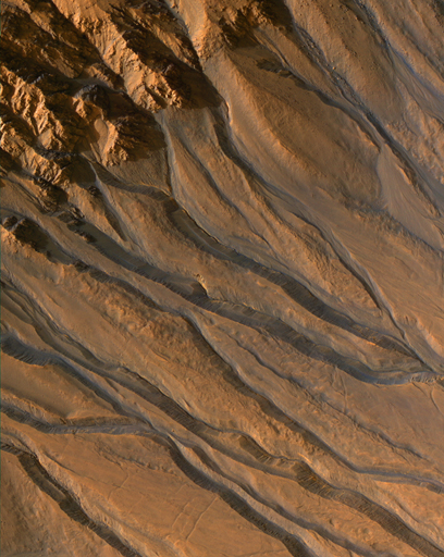 Gully Channels in a crater—image from the Mars Reconnaissance Orbiter