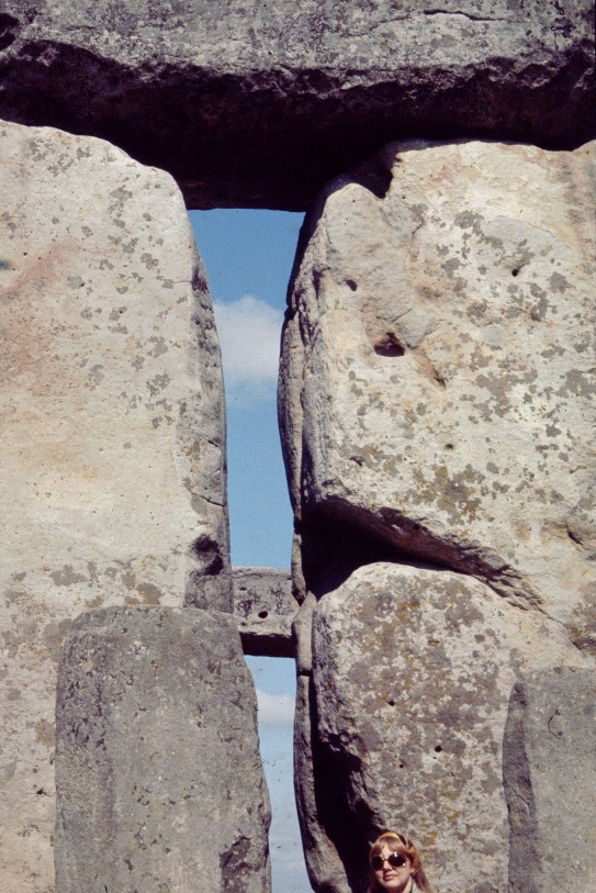 This is the view seen through another trilithon at Stonehenge. The narrow gaps between the stones have been deliberately placed to limit the view to a specific direction on the horizon.