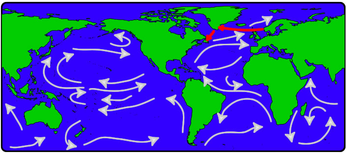 Image of the World Map with Leif Ericsson’s Route Marked